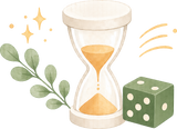 Sand Timer, Dice + Manual